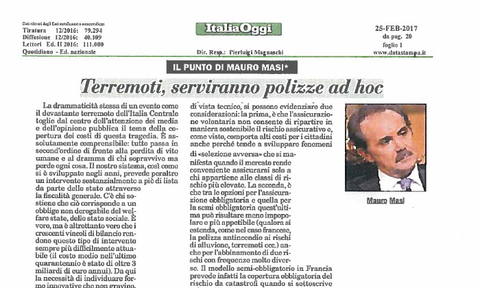 Terremoti Serviranno Polizze Ad Hoc